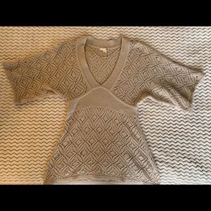 H&M Long Knit V Neck Tan Sweater Small